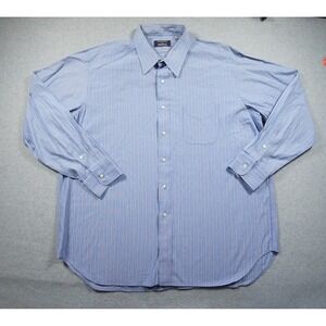 Vintage Gitman Bros Shirt Mens 17.5-34 Blue Button Down Striped Collared Adult